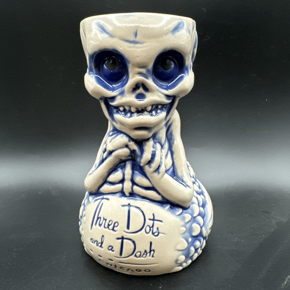 Three Dots and a Dash Fijian Mermaid Tiki Mug Blue Thor & Tiki Farm Halloween